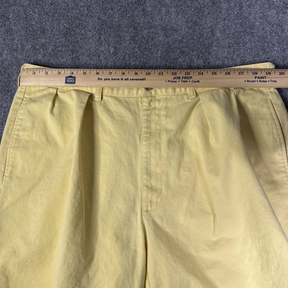 Vintage Polo Ralph Lauren Mens Size 40 Yellow Tyler Short Pleated Cotton Chino